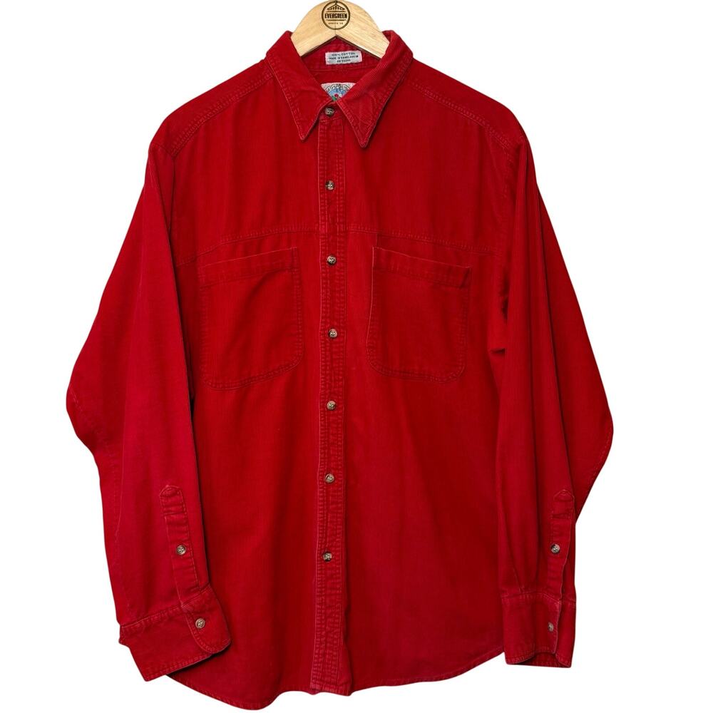 VTG 90s Corduroy Button Front Shirt Rugged Mountain South Mountain Red Unisex XL